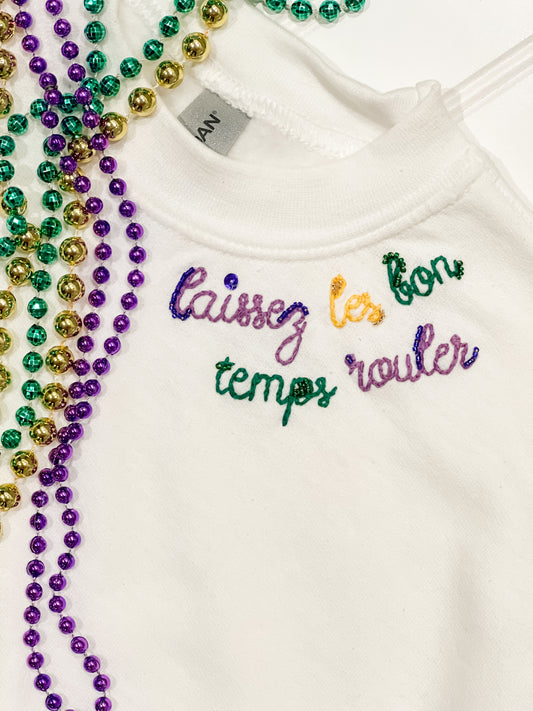 Hand Beaded Mardi Gras Sweatshirt