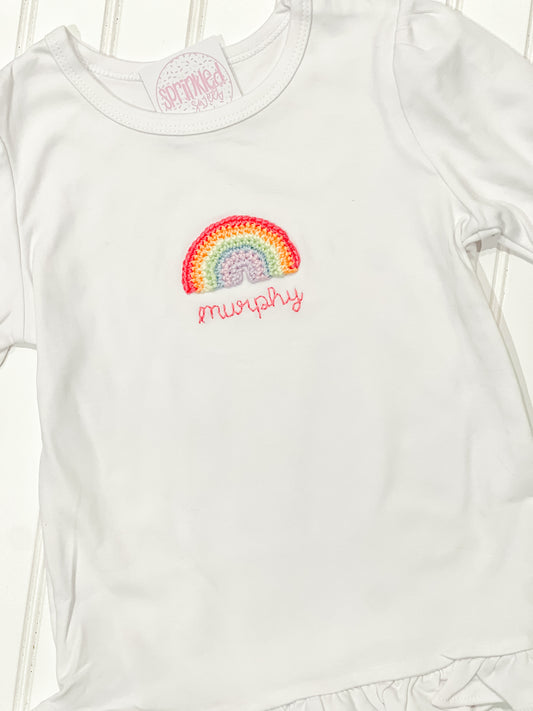 Crochet rainbow tee