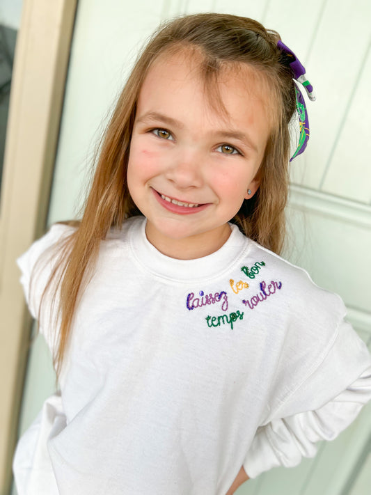 Hand Beaded Mardi Gras Sweatshirt