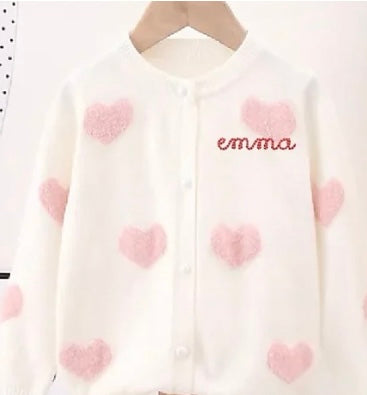 Heart Cardigan with Name