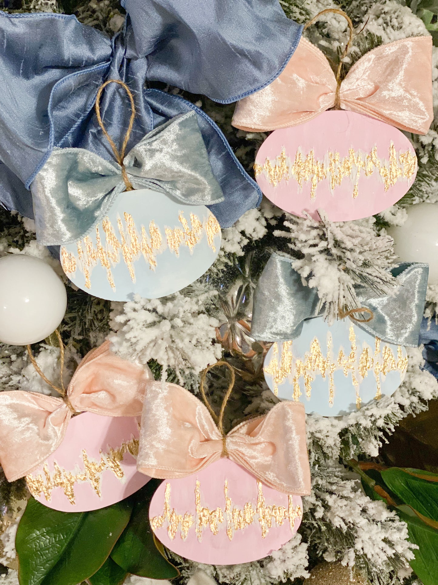 Hand painted heartbeat ornaments