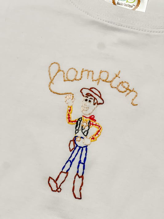 Hand Embroidered Cowboy Name Tee