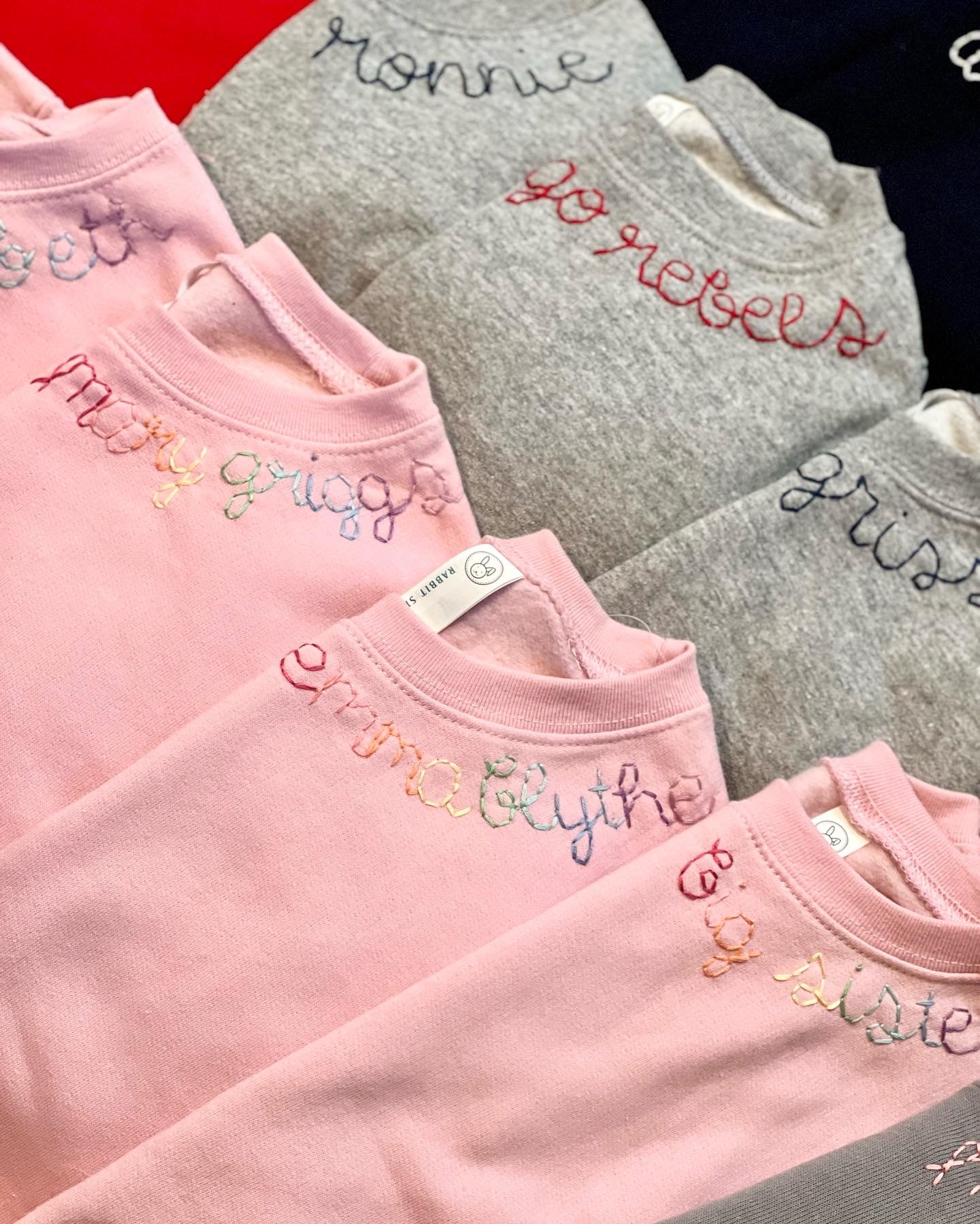 Hand Embroidered Name Sweatshirts