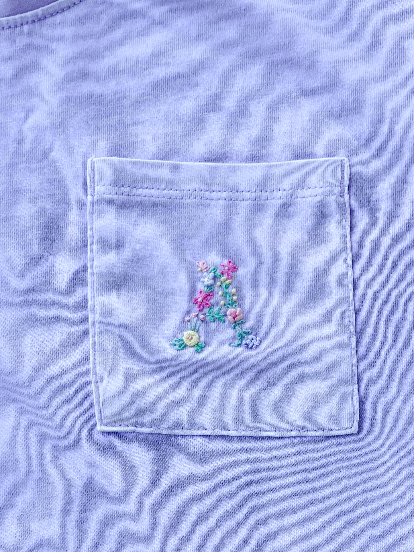 Girls Floral Initial Pocket Tee