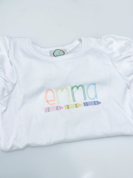 Girls Crayon Name Tee