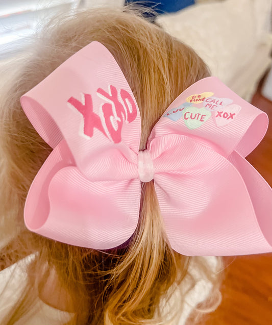 Hand Painted Conversation Heart Bow